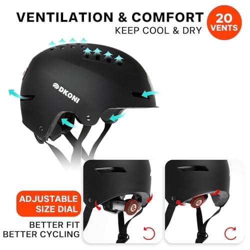 DKONI Bike Helmet with LED Lights Bicycle Helmets Commuter Cycling Helmet USB Rechargeable Front & Back LED Light Helmet for Adult Men Women