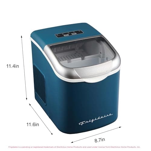 FRIGIDAIRE Retro Compact Ice Maker Machine, Bullet Ice, 26 lb per Day (Blue)