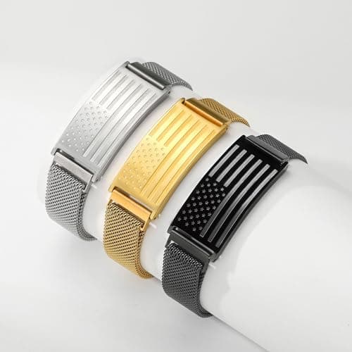 To My Son/Stepson/Son-in-Law Bracelet, Adjustable Stainless Steel American Flag Bracelet Jewelry, Birthday Valentine Christmas Day Gifts