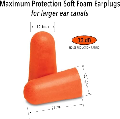 Mack's Maximum Protection Soft Foam Shooting Ear Plugs, 40 Pair – 33 dB Highest NRR – Comfortable Earplugs for Hunting, Tactical, Target, Skeet and Trap Shooting | Made in USA