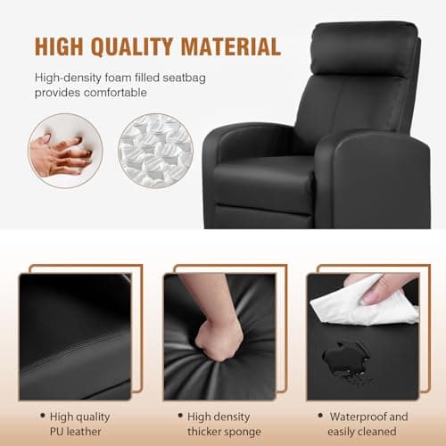 FDW Recliner Chair Push Back Sofa Home Theater Seating with Lumbar Support and Leather Padded Seat Backrest for Living Room