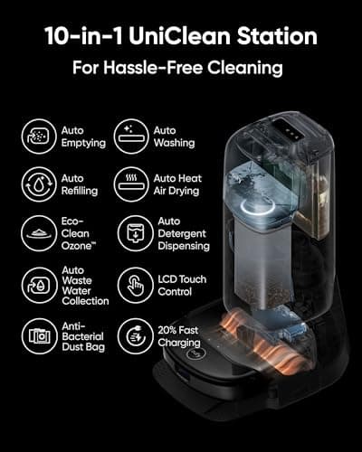 eufy Robot Vacuum Omni S1 Pro, HydroJet System with Roller Mop, Robot Vacuum and Mop Combos, Eco-Clean Ozone, Incrediable Suction, Obstacle Avoidance, Auto Mop Washing & Drying, Self-Emptying
