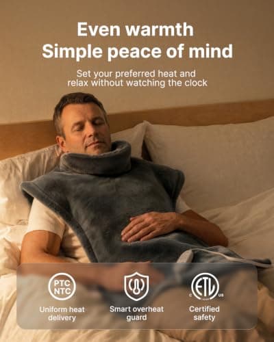 RENPHO Electric Heating Pad for Back Pain Relief, Birthday Gifts for Women Men Mom Dad Elderly, FSA Eligible Items Only List, Large Heat Pad for Neck and Shoulders, 24"x33", ETL Certified, Gray