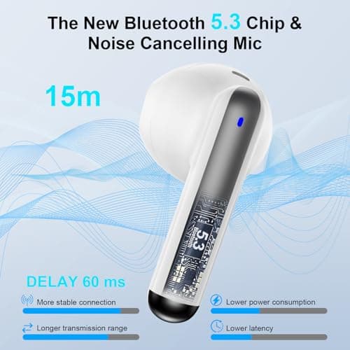 Wireless Earbuds Bluetooth Ear Buds for iPhone 17 16 Pro Max 16e 16 Plus 16 15 Pro Max 15, V5.3 48H Wireless Headphones with LED Display Charging Case IPX7 Waterproof Earphones for Samsung A16 A36 S25
