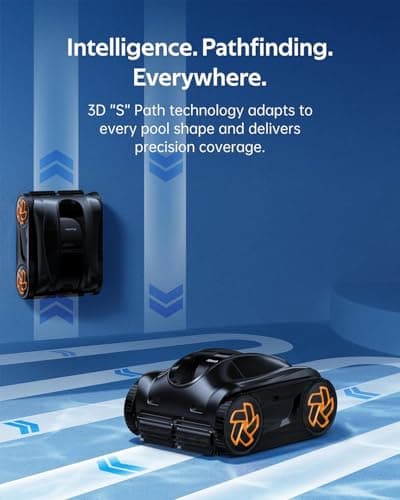 iGarden 4-in-1 Robotic Pool Cleaner, 3.6H Cordless Pool Vacuum for Inground & Above Ground Pools, Touchscreen & APP Control, Smart Navigation & Self-Parking, Cleaning Floor, Wall & Waterline, Black