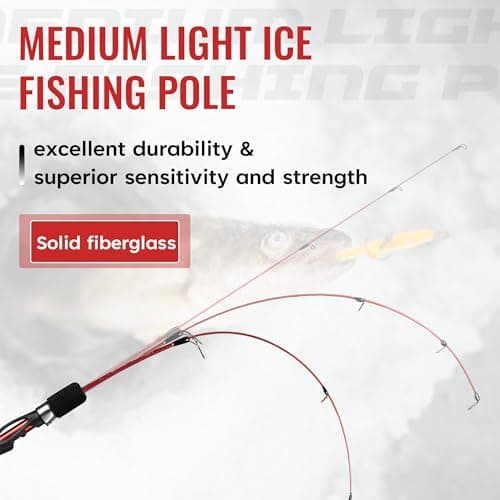 WIDDEN Ice Fishing Rod and Reel Combo, 27" Medium Light Spinning Ice Fishing Pole, Gear with Tackle Box Kit, Line, Lures for Saltwater, Freshwater Trout, Bass, Walleye