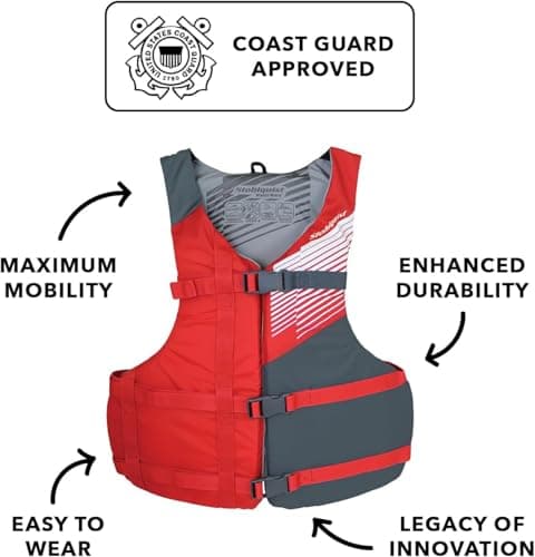 Stohlquist FIT Oversized Adult Life Jacket, US Coast Guard Approved Type III Life Vest, PFD for Men and Women, Easily Adjustable, Lightweight and High Buoyancy. Plus Size (48-60" Chest)