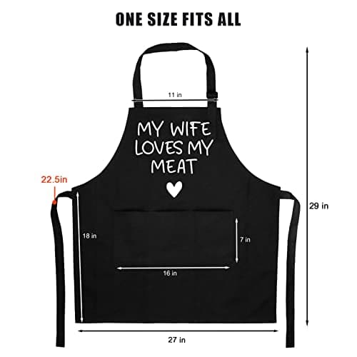 Fairy's Gift Funny Husband Apron, Men's Anniversary Christmas, Cool Birthday Gifts for Him, Husband Gifts from Wife, Manly Presents for Men, Grilling Kitchen Aprons with Pockets for Cooking Hubby Him