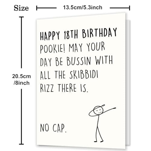 IDU 18th Birthday Card,Happy 18th Birthday Gifts & Decorations for Boys Girls,Funny 18 Year Old Birthday Gifts Cards for Son Daughter with Gen Z Slang Meme-Inspired Design