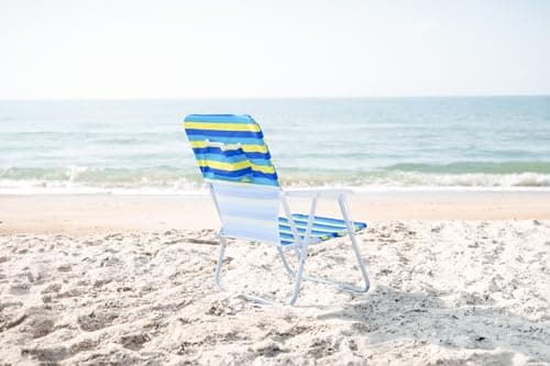 CARIBBEAN JOE Folding Beach Chair, 1 Position Lightweight and Portable Foldable Outdoor Camping Accessories with Carry Strap (Bold Stripe, 200lbs Capacity)