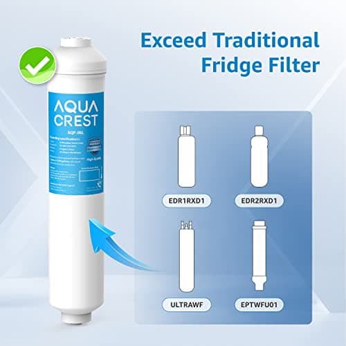 AQUA CREST INL 5 Years Inline Water Filter for Ice Maker with 1/4-Inch Direct Connect Fittings, Idea for Ice Maker, Refrigerator, RV, Inline Refrigerator Water Filter Reduces Chlorine, Taste& Odor