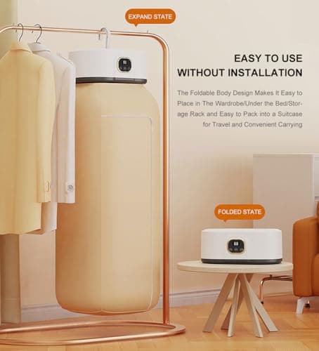 Portable Clothes Dryer - Mini Small Compact Foldable Quiet Fast-Drying Electric Machine with Adjustable Timer & UV Hygiene for Travel,RV, Home,Apartment