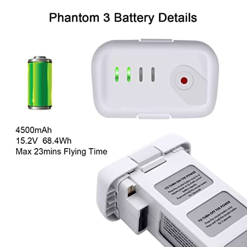 KUWATA Intelligent Flight Battery for DJI Phantom 3 Standard, Phantom 3 Professional, Phantom 3 Advanced, Phantom 3 SE, Phantom 3 4K, 4500mAh, Camera Drone Extended Battery