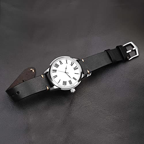 BISONSTRAP Men's Watch Bands, Hand-Stitched Leather Watch Straps, Quick Release, 18mm 19mm 20mm 21mm 22mm