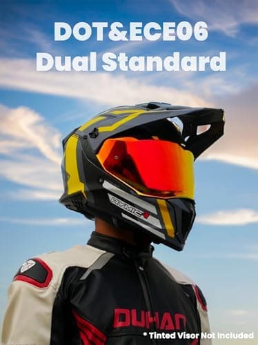 X60 Dual Sport Helmet, Adventure Motorcycle Helmet with Integrated Sun Visor - Off Road Dirt Bike Snowmobile Helmets for Adult DOT & ECE 22.06 Approved