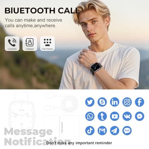 Smart Watch for Men Women, 1.83" HD Touchscreen Fitness Watch with Bluetooth Call&Message Notifications, 110+Sport Modes, 24/7 Heart Rate/Sleep Monitor, IP68 Waterproof Fitness Tracker for Android iOS