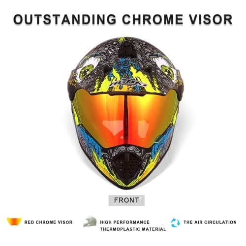 Dirt Bike Helmets ATV MX Motocross Four Wheeler Helmets for Adults Dual Sport Off Road Motorcycle Helmets for Men Women Full Face Helmet Dot Approved Color Red Shield