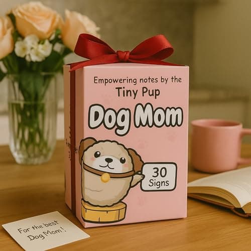 Dog Mom Gifts for Women - Positive Crochet Animal with 30 Cute Signs for Dog Moms, Unique Birthday Gift for Pet Lovers, Funny Present for Birthday, Christmas, Mothers Day - Funny Furr Mama Gifts