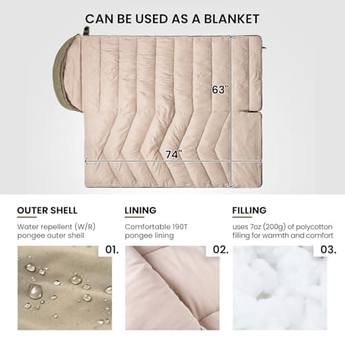 OneTigris Trailnap Sleeping Bag 3 Season Extra-Wide Warm for Camping Backpacking Travel Outdoor Activities