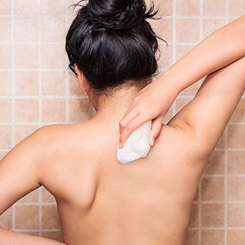 Tatuo 5 Pcs Exfoliating Face and Body Wash Cloths Towel Weave Bath Exfoliating Scrub Massage Bath Cloth for Women and Men, 10.63 x 9.05 Inch(Beige Edge)