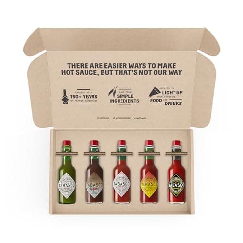 TABASCO Brand Hot Sauce Variety Pack, Gift Set Includes Five Different 5 Fl Oz Tabasco Hot Sauce Flavors, Perfect for Eggs, Pizza, Tacos, and More, 25 Fl Oz (Pack of 5) B0FB1VS3Y6