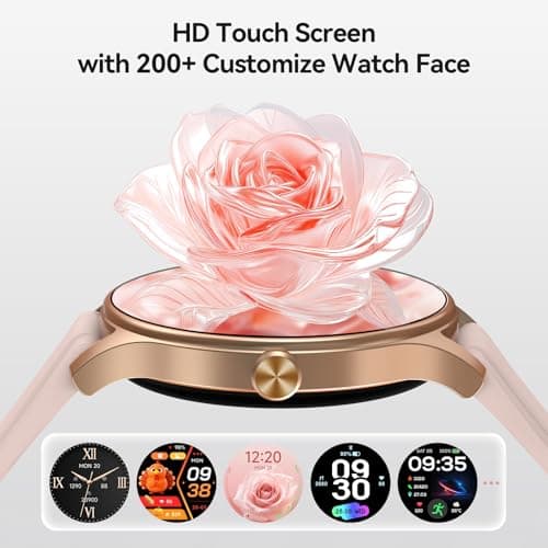 Smart Watches for Women (2 Bands), 1.27" Round Fitness Watch for Android iPhone with Bluetooth Calls (Make/Answer), AI Voice Command, Heart Rate/SpO2/Sleep Monitor, 12 Days Battery, IP68 Waterproof