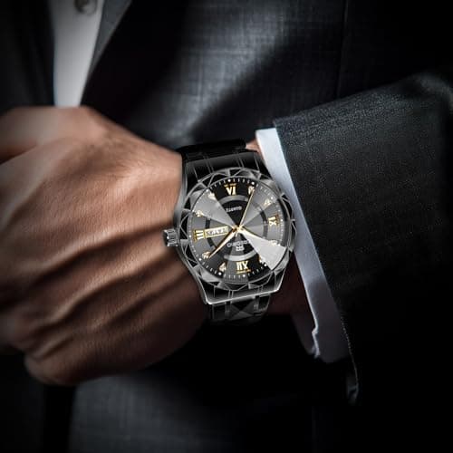 Credrio Watch for Men Stainless Steel Waterproof Diamond Business Dress Analog Quartz Luminous Date Two Tone Luxury Casual Wrist Watch