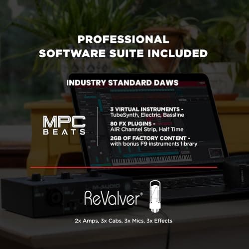 M-AUDIO M-Track Solo USB Audio Interface for Recording, Streaming and Podcasting with XLR, Line and DI Inputs, Plus a Software Suite Included