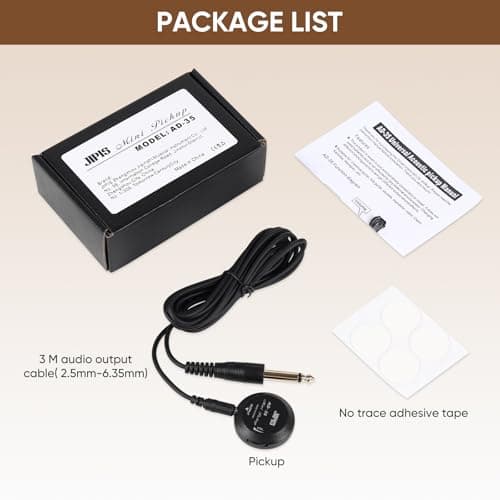 Universal Acoustic Guitar Pickup for Guitar, Ukulele, Mandolin, Violin,Canjo,Kalimba, Handpan,Surface-Adhesive Piezo Pickup with Volume Control