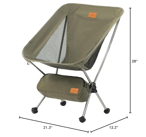 Naturehike YL08 Ultralight Camping Chair, 2.38 LBS Portable Backpacking Chair with Anti-Sinking Feet, Lightweight Compact Folding Hiking Camp Chair