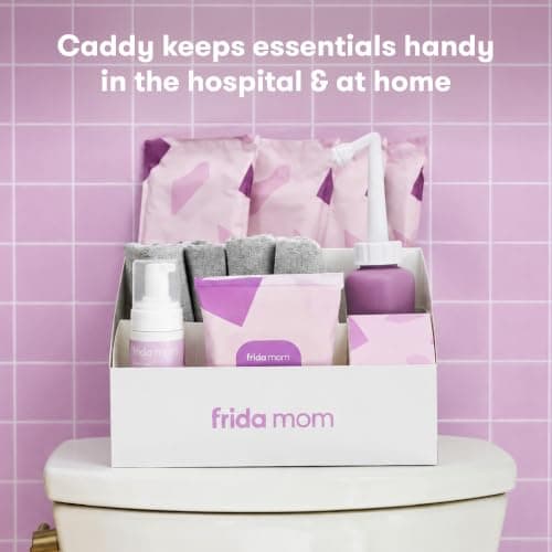 Frida Mom 11pc Postpartum Essentials Kit Gift Set, Hospital Bag Must Haves for New Mom, Includes 4 Disposable Postpartum Underwear, 4 Ice Maxi Pads, Perineal Healing Foam & 24 Pad Liners & Peri Bottle