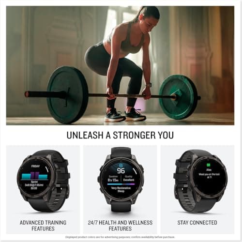 Garmin fēnix® 8 – 47 mm, AMOLED, Sapphire, Premium Multisport GPS Smartwatch, Long-Lasting Battery Life, Dive-Rated, Built-in LED Flashlight, Carbon Gray DLC Titanium with Pebble Gray Band