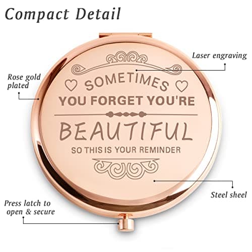 Inspirational Gifts for Women Girl, Personalized Gift for Adult Teen, Compact Mirror for Friend Sister Daughter Wife Mom, Birthday Graduation Mothers Day Basket Stuffers B0CSFWSZKC