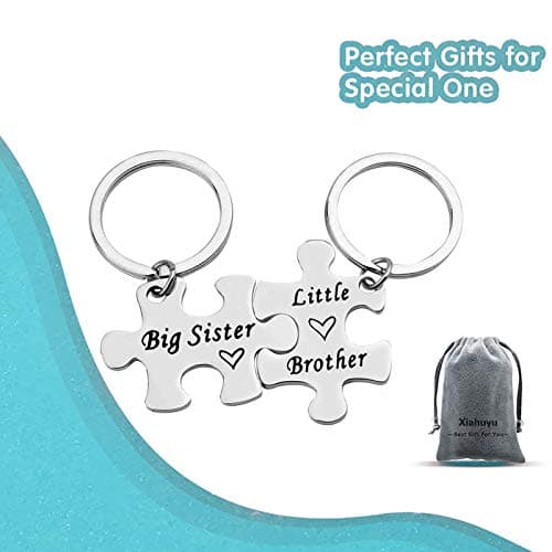 Sister Brother Keychain Set Brother and Sister Gifts for Little Brother Big Sister Keychain Set for Little Brother Gifts from Big Sister Christmas Birthday Gifts Family Gifts for Sister Brother