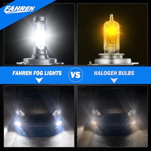 FAHREN H4 Light Bulb, 60000LM 1000% Super Brighter, Real 1:1 Size, 9003/HB2 for High Low Beam, 6500K Cool White, 70000Hrs Long Service Life with Cooling Fan, Plug and Play, Pack of 2