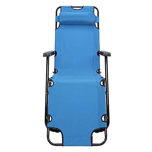 Indoor/Outdoor Stable Beach Chair, Lounge for Beach Patio Pool Lawn Yard Sunbathing Sun Tanning Adjustable Portable Chair, 330lbs Capacity, Blue