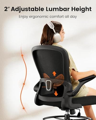 ErGear Drafting Chair, Standing Desk Chair with Flip-Up Armrests, High Desk Chair Adjustable Height, Ergonomic Tall Office Chair with Lumbar Support and Adjustable Footrest Ring