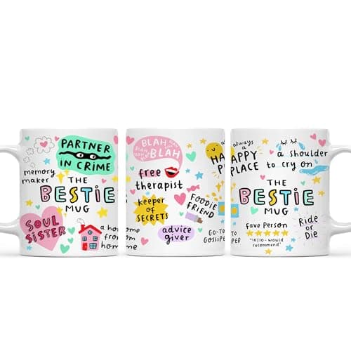 Gossby Bestie Coffee Mug - Best Friend Gift For Women - Friendship Gift for Female Friend - Friendship Gifts For Women Birthday - Gifts For Close Female Friends - 11oz White Ceramic Cup