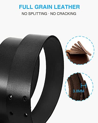 CHAOREN Work Belts for Men Heavy Duty - 1.5" Full Grain Leather Belt Casual - Fully Adjustable, Double Prong