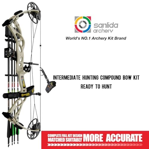 Sanlida Dragon X9 Ready to Hunt Compound Bow Package for Adults, Archery Compound Bow and Arrow Set, 0-70 Lbs Draw Weight, No Bow Press Needed, Limited Life-time Warranty, RH Only