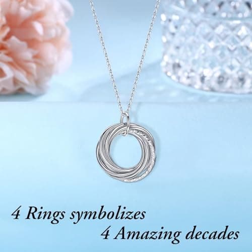 IEFLIFE Birthday Gifts for Women, Sterling Silver Necklaces, 40th 50th 60th 70th 80th 90th Birthday Necklace, 40 50 60 70 80 90 Years Old Birthday Gifts, 4 5 6 7 8 9 Decade Birthday Jewelry for Women