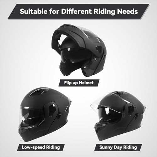 Adult Modular Motorcycle Helmets, DOT Approved Flip up Dual Visor Full Face Helmet for Men Women Moto ATV UTV Snowmobile ADV Four Wheeler Street Bike with Gloves & Mask