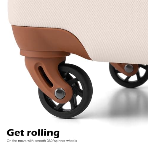 Coolife Luggage 3 Piece Set Suitcase Spinner Hardshell Lightweight TSA Lock (apricot white,20/24/28)