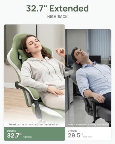 Dowinx Gaming Chair Breathable Fabric Game Chair with Gel Pad and Storage Bag, Comfortable Gamer Chair with Pocket Spring Cushion, Ergonomic Computer Chair with Footrest, Green