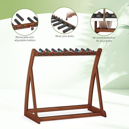 Wisuce Essentials Guitar Stand Rack, Multi-Guitar Display Rack Adjustable Bamboo Guitars Holder Electric Guitar Stands Floor Storage for Bass Acoustic, Home Studio, Band Stage