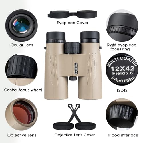 12x42 HD Binoculars for Adults High Powered Binoculars with Upgraded Phone Adapter Compact Binocular with Low Light Night Vision for Bird Watching Hunting Outdoor Sports Concerts Camo