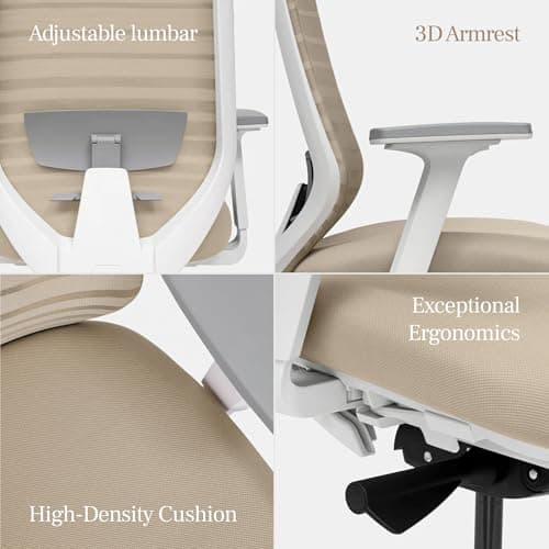 Branch Ergonomic Chair - A Versatile Desk Chair with Adjustable Lumbar Support, Breathable Mesh Backrest, and Smooth Wheels - Experience Optimal Comfort and Support - Graphite - White