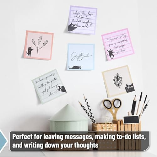 Mr. Pen- Black Cat Sticky Notes Set, 3" x 3", 6 Pads, 480 Sheets | Black Cat Sticky Notes, Memo Pads, Self-Stick Note Pad for Office, School, Home, Study & Organization B0D1PFBKGF