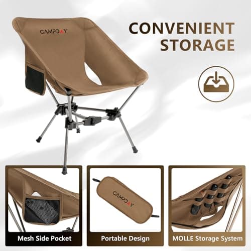 Camping Chair Backpacking Portable Hiking Ultralight Small Lightweight Folding Chair for Outdoor Camp Beach Picnic Concert, Supports 330lbs (Khaki,1PCS)