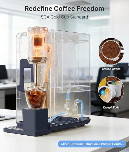 3-in-1 Water Dispenser with Ice Maker – Compact Coffee Brewer, K-Cup® Pod Compatible, Hot/Cold/Warm Water, Adjustable Water Volume, Bullet Ice Ready in 8–12 Minutes, for Home & Office